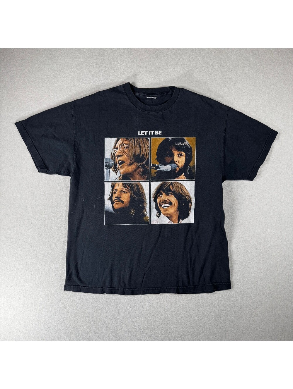 Vintage The Beatles Let It Be Black Graphic T-Shirt XL